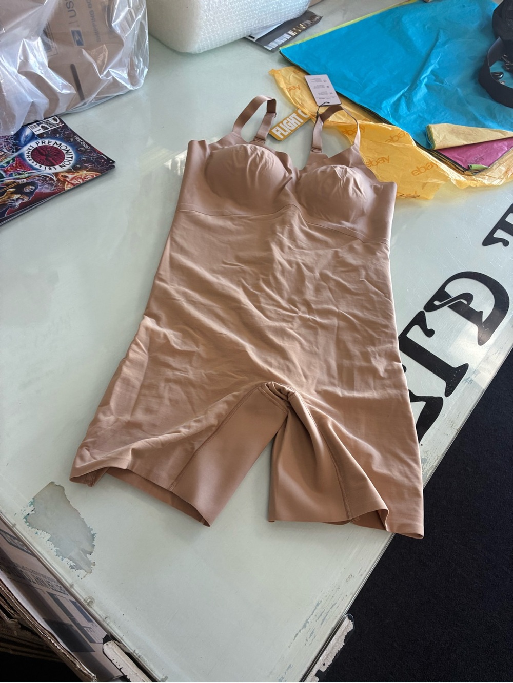 Women’s Honeylove Mid Thigh Bodysuit Sand NWT Size 2X New